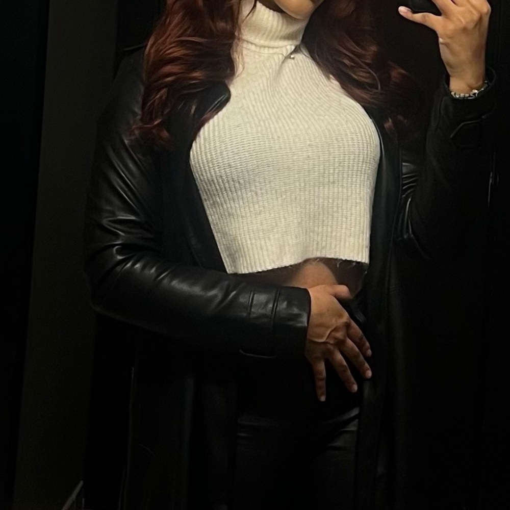 SHEIN cream cropped turtleneck sweater